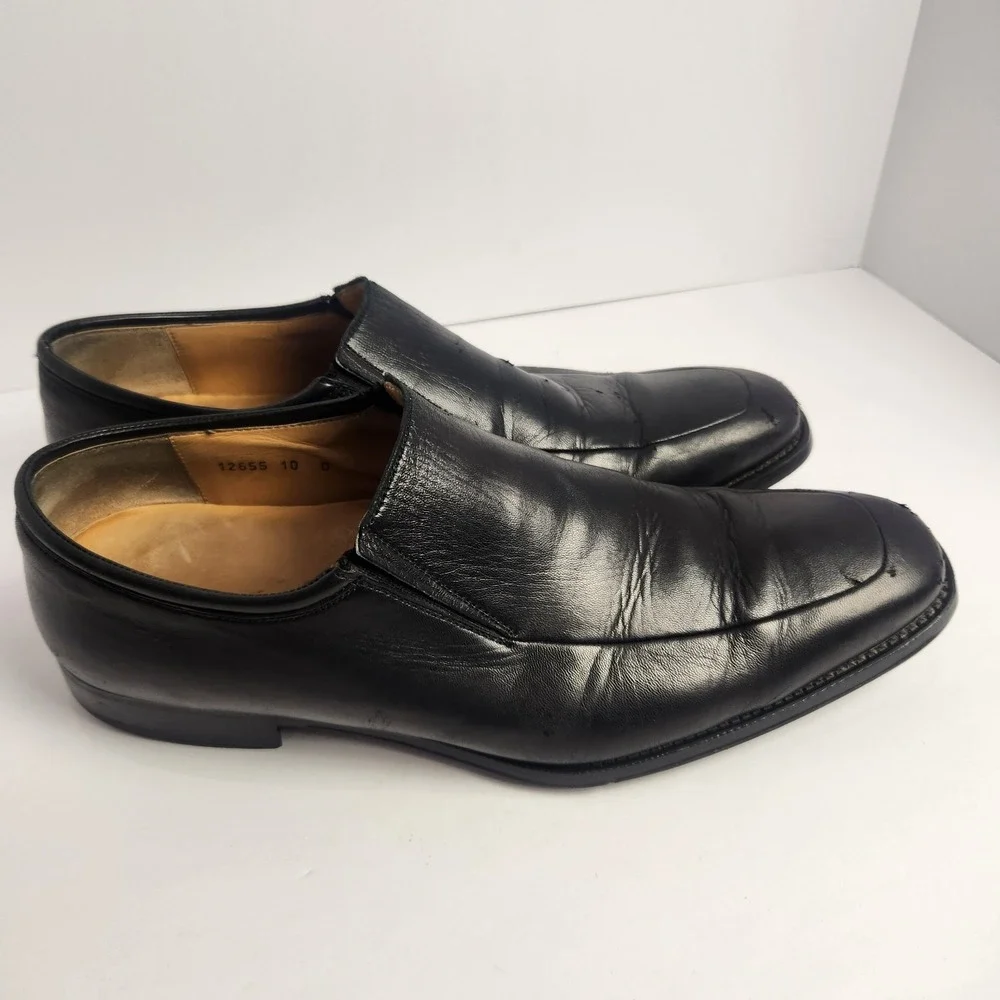 Magnanni Men's Black Leather Classy Comfortable Minimalist Dress Shoes Size 10D‎